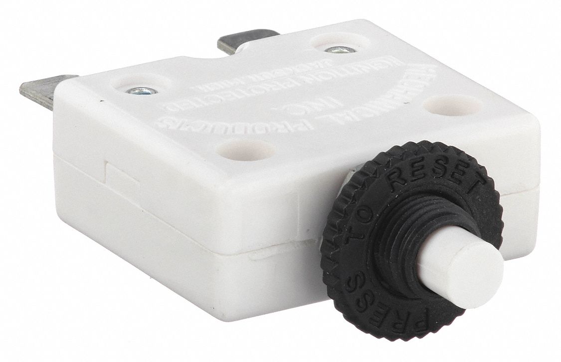 Panel Mount Circuit Breaker: 15 A Amps, 250V AC, 32V DC, Panel, 0.48 in Dp, 1/4 in Quick Connect