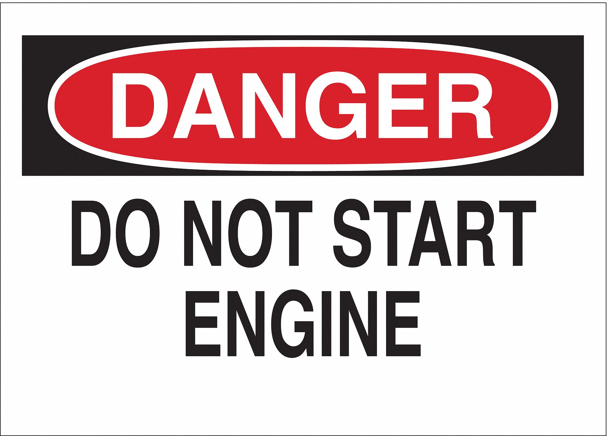 DANGER SIGN, PLASTIC, 14 IN WIDTH, 10 IN HEIGHT, WHITE, WITH MOUNTING HOLES