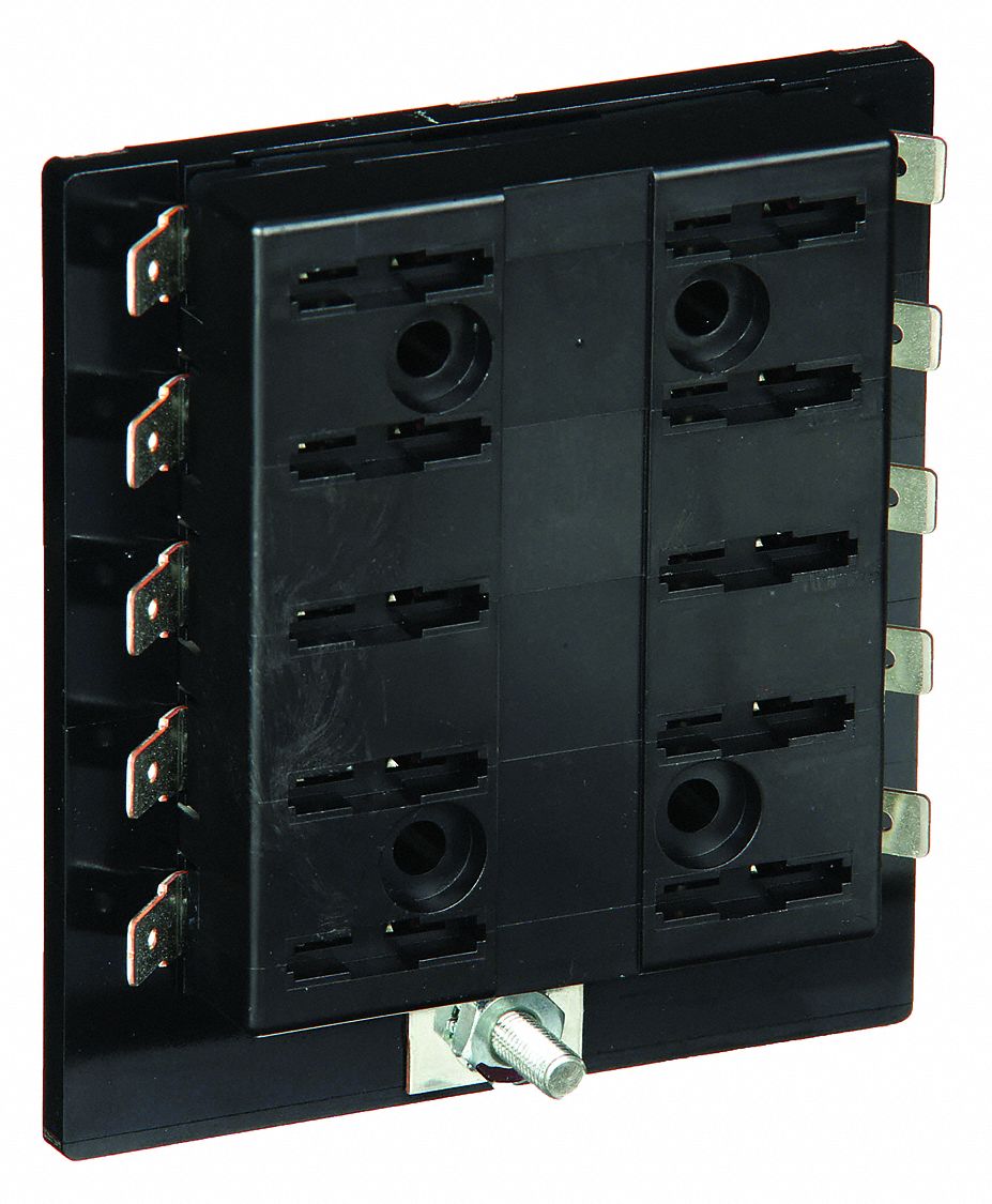 FUSE BLOCK, 10 POLES, 0 TO 30 A, 32V DC, QUICK CONNECT, BOLT-DOWN MOUNTING