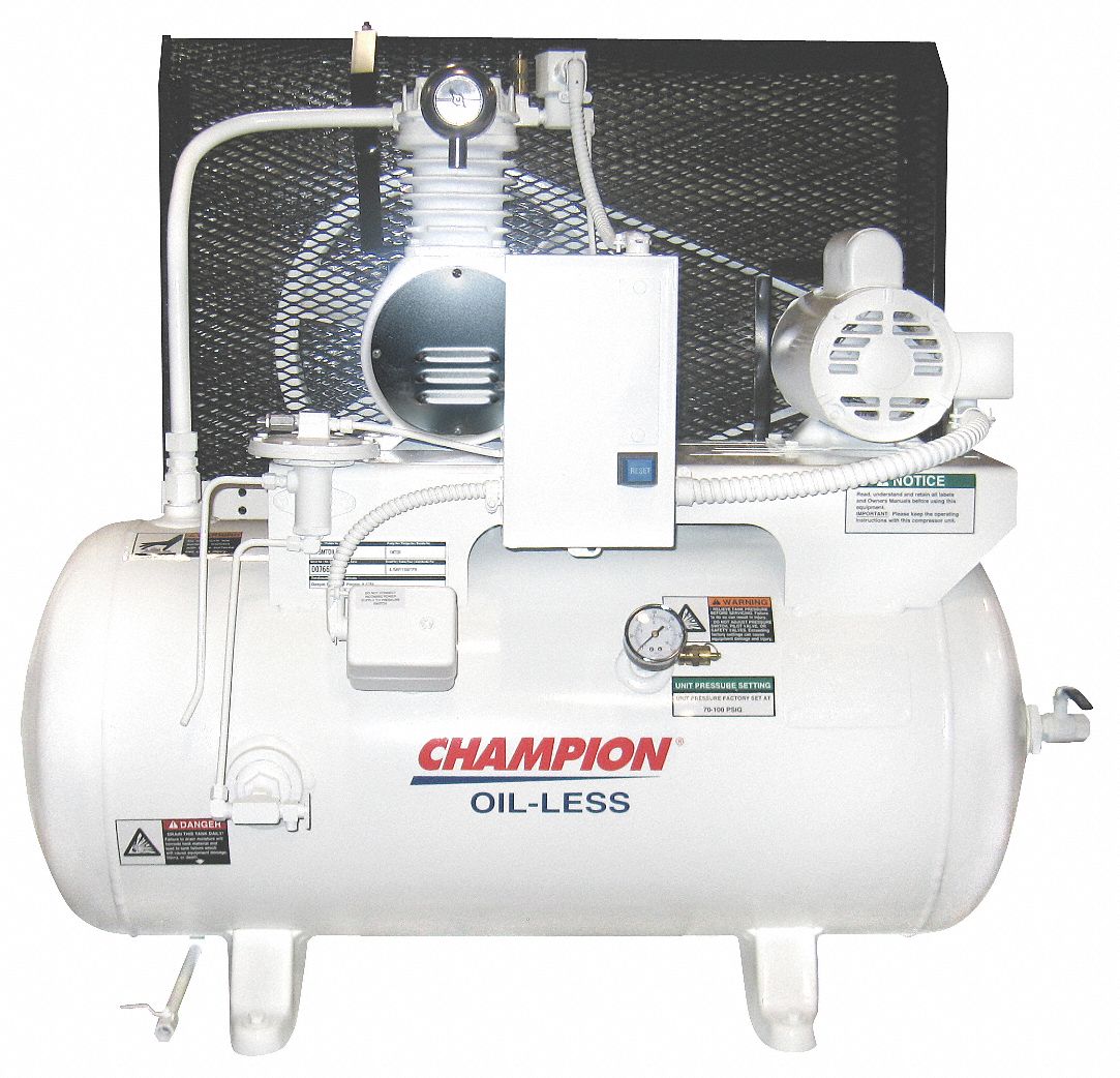 CHAMPION Electric Air Compressor, Oilless, 3 HP 6CJJ2CHSMOA18 Grainger