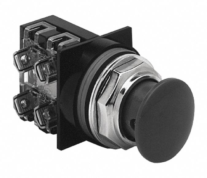 GE, 30 mm Mounting Size, Metallic, Mushroom Head Push Button - 6CKE0 ...