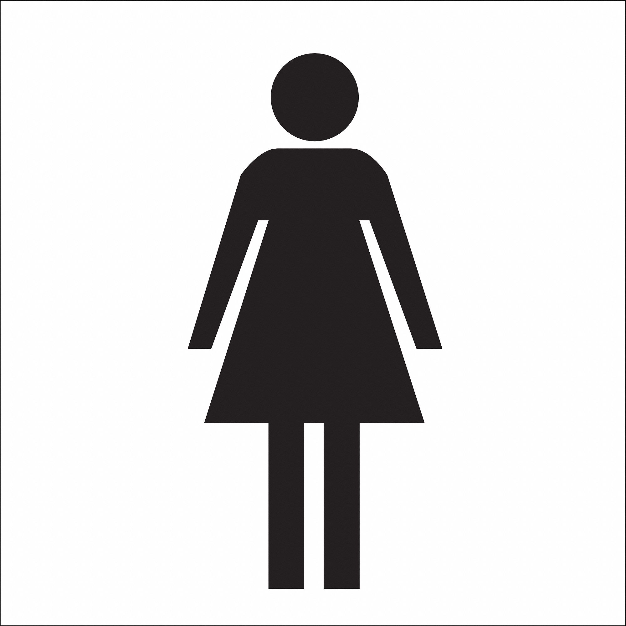 RESTROOM SIGN, POLYESTER, 7 IN WIDTH, 7 IN HEIGHT, WHITE, ADHESIVE SURFACE