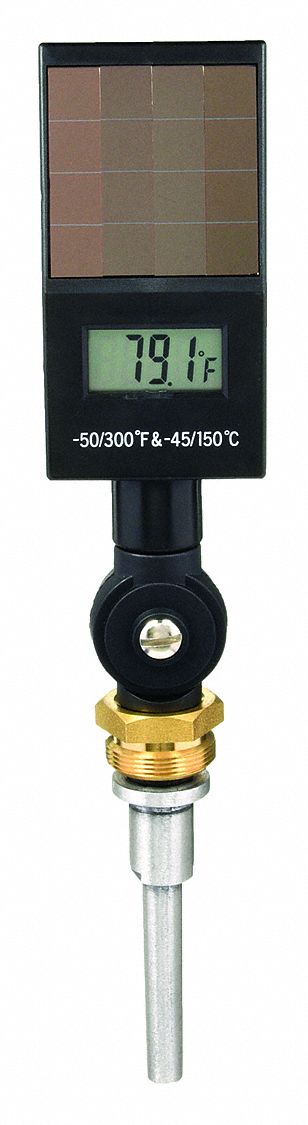 DIGITAL SOLAR-POWERED THERMOMETER, SOLAR, +/-1% ACCURACY, 300 ° F MAXIMUM TEMPERATURE, -50 ° F MINIMUM TEMPERATURE, UNEF