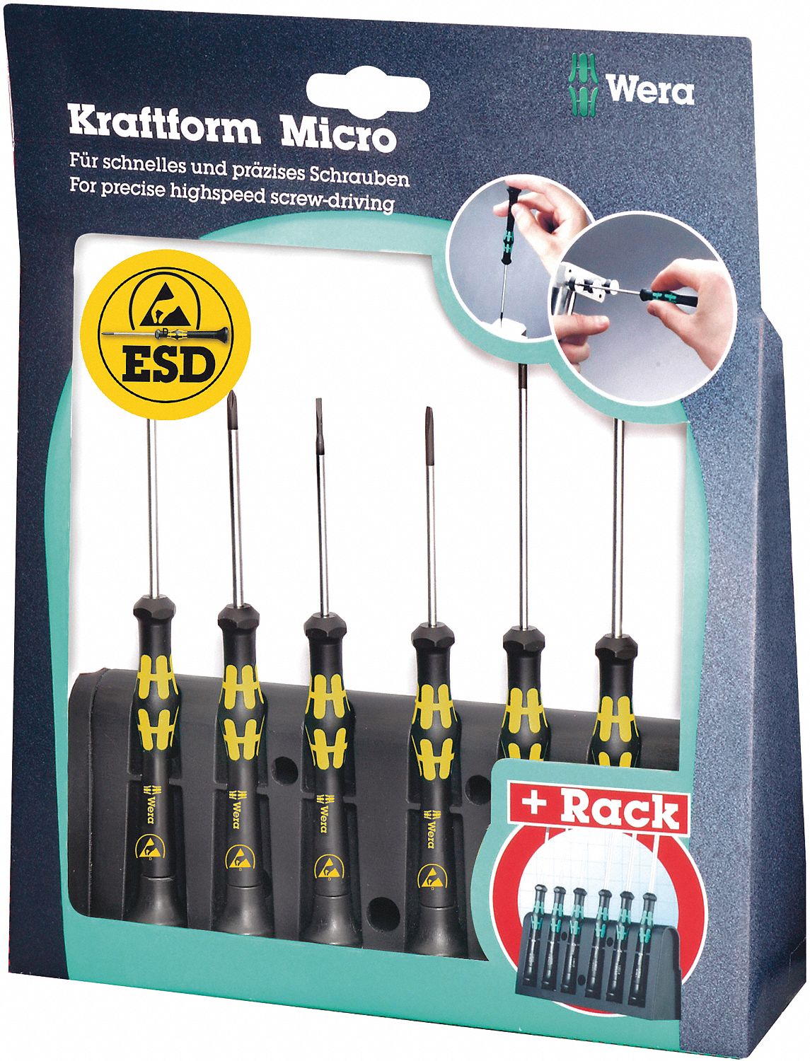 ESD SAFE SCREWDRIVER SET, 6 PIECES, PHILLIPS/SLOTTED TIP, 1/16 IN/3/64 IN/5/64 IN TIP SIZE