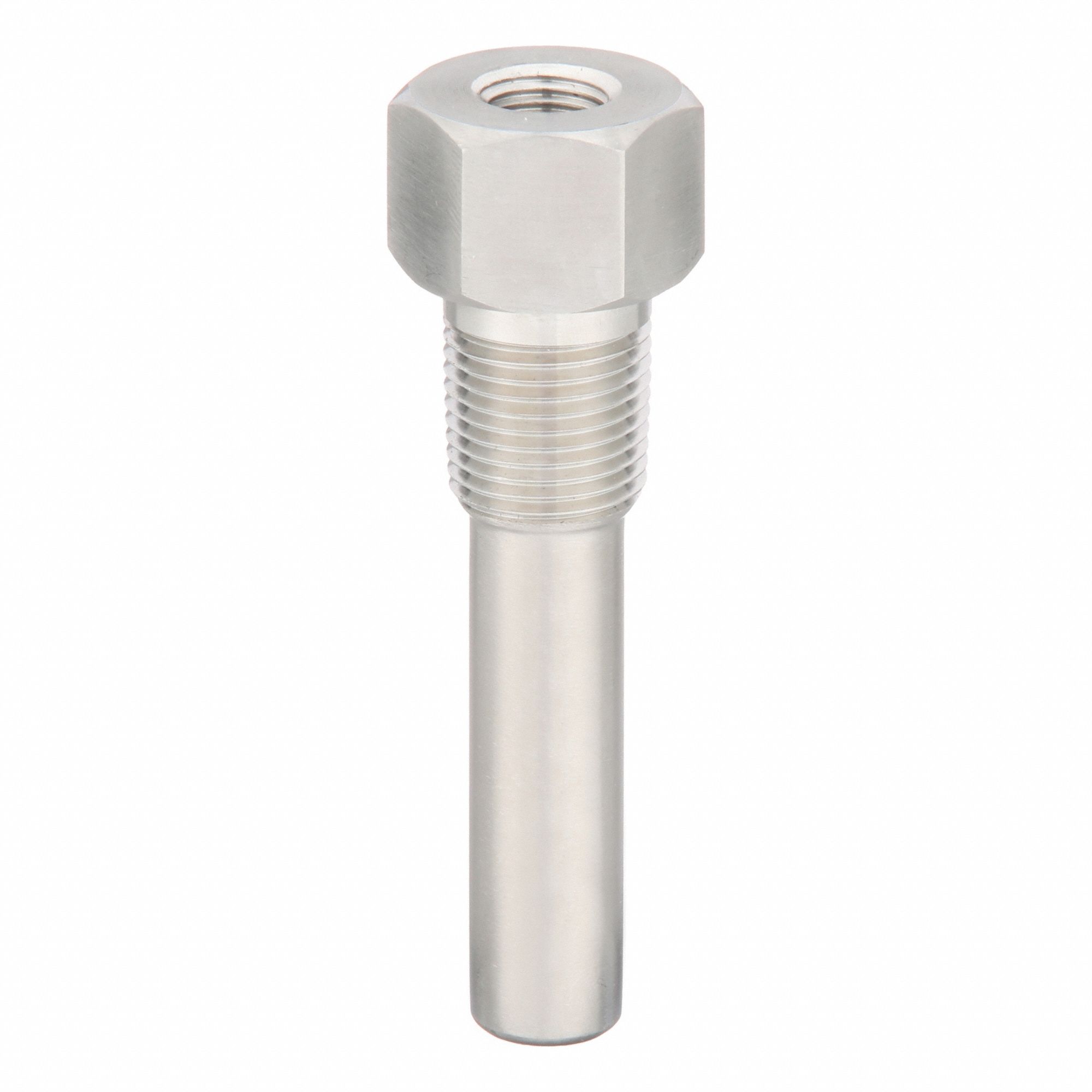 THREADED THERMOWELL, STAINLESS STEEL, FOR 4 IN STEM L, 4 IN INSERTION L, FOR 1/2 IN STEM DIA, 1/4" NPT