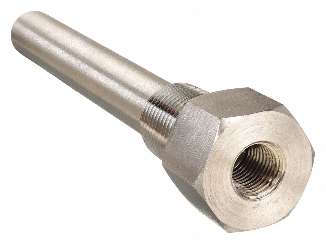 Stainless Steel, 1/4 in MNPT, Threaded Thermowell 6CUF1TETNSN044N