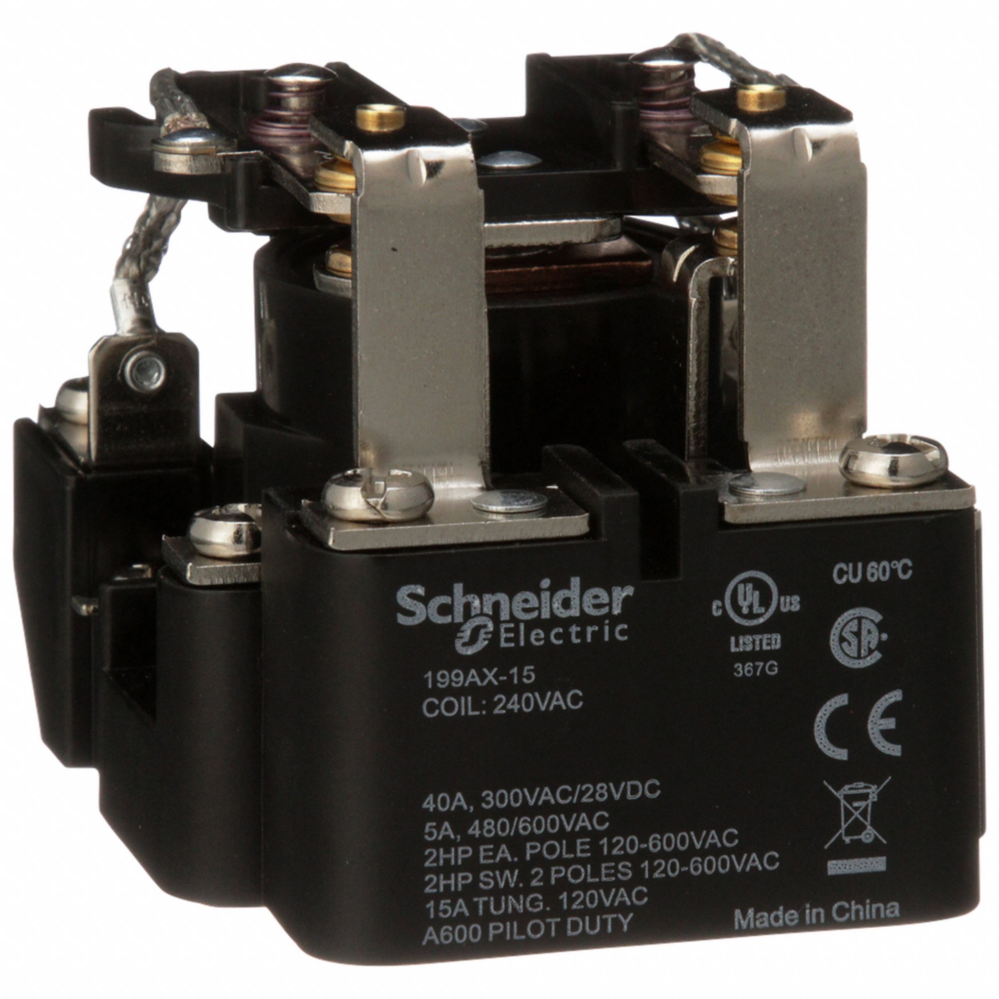OPEN POWER RELAY,8 PIN,240VAC,DPDT