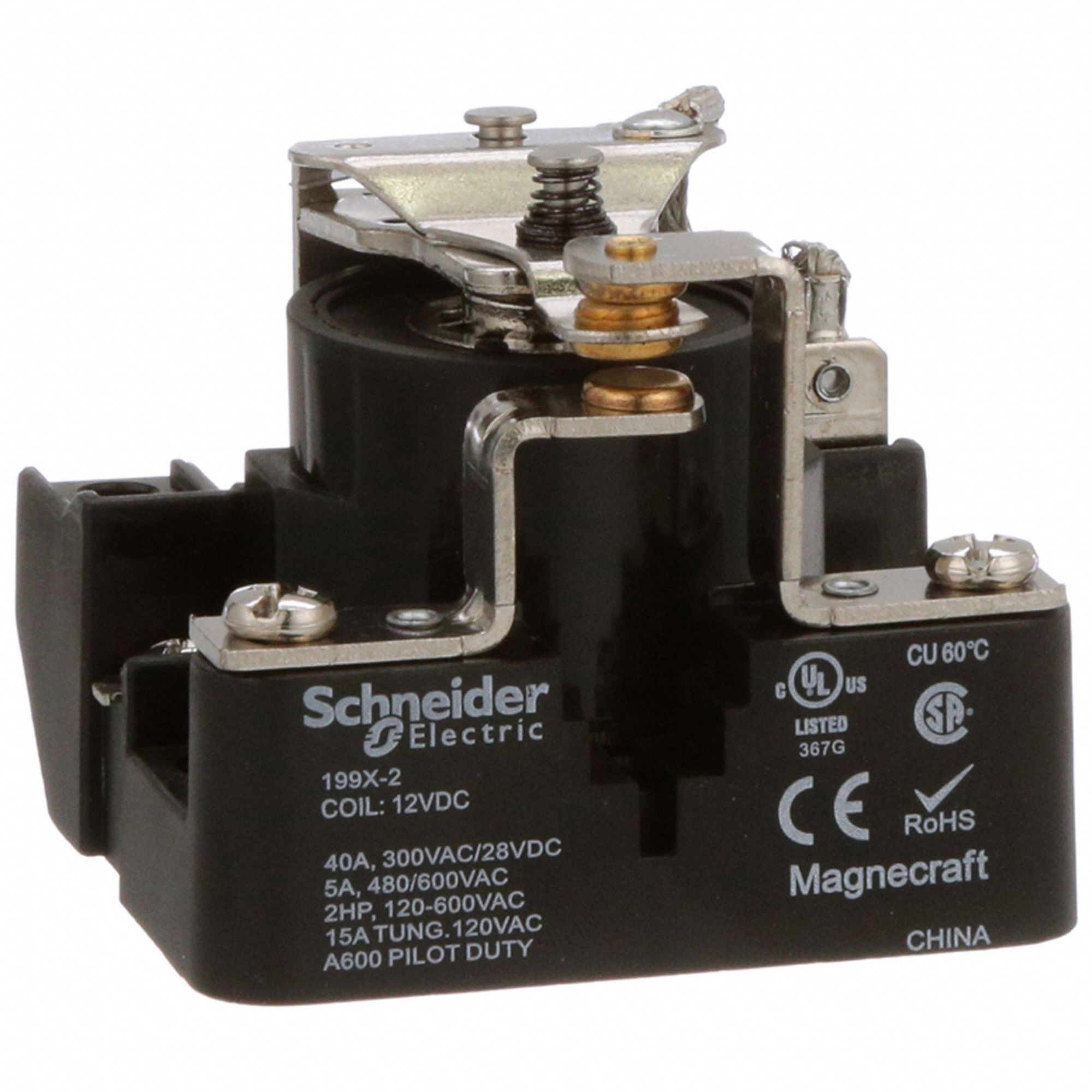 Open Power Relay: Surface Mounted, 40 A Current Rating, 12V DC, 5 Pins/Terminals, SPDT