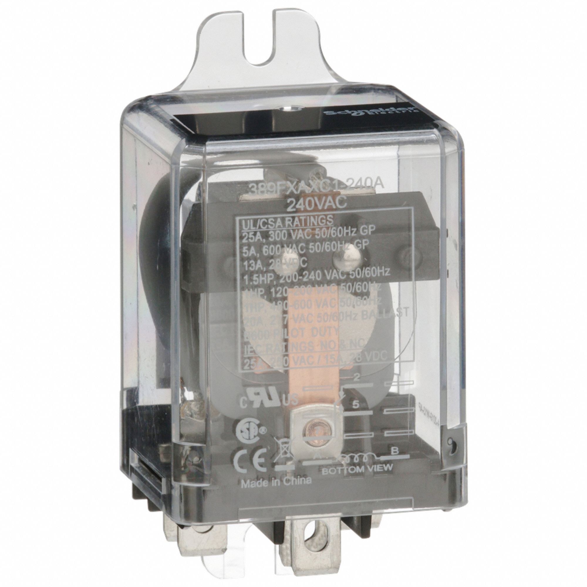 Enclosed Power Relay: Surface (Side Flange) Mounted, 25 A Current Rating, 240V AC, SPDT