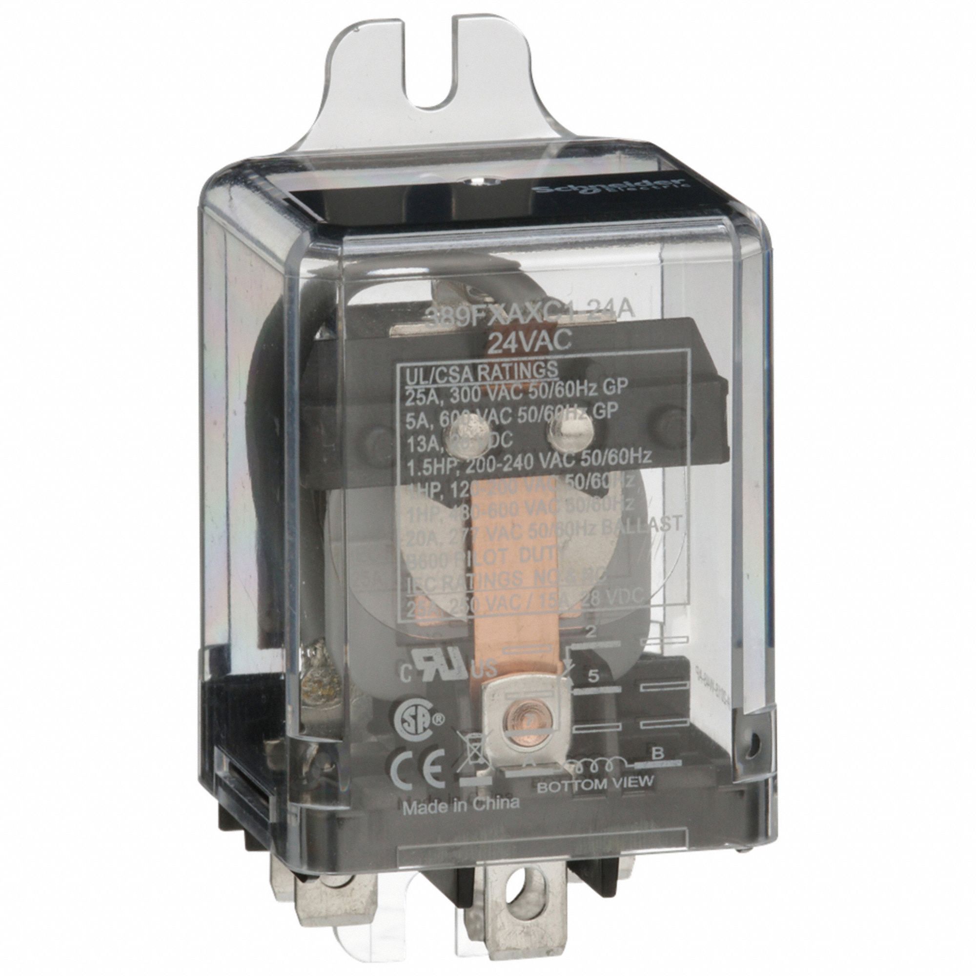 ENCLOSED POWER RELAY,5 PIN,24VAC,SPDT