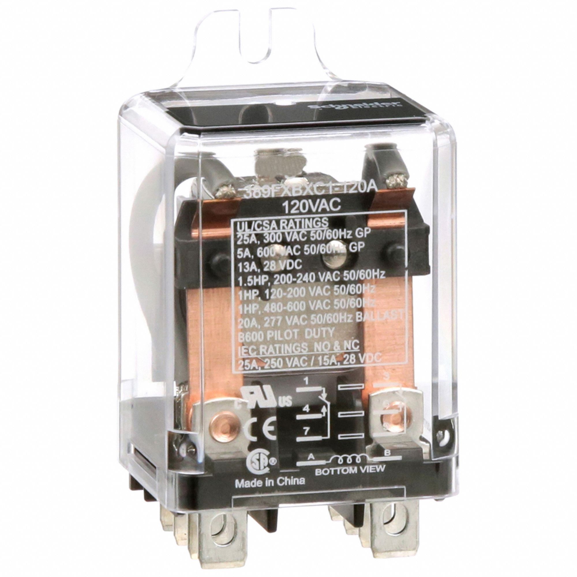 Enclosed Power Relay: Surface (Side Flange) Mounted, 25 A Current Rating, 120V AC, DPDT