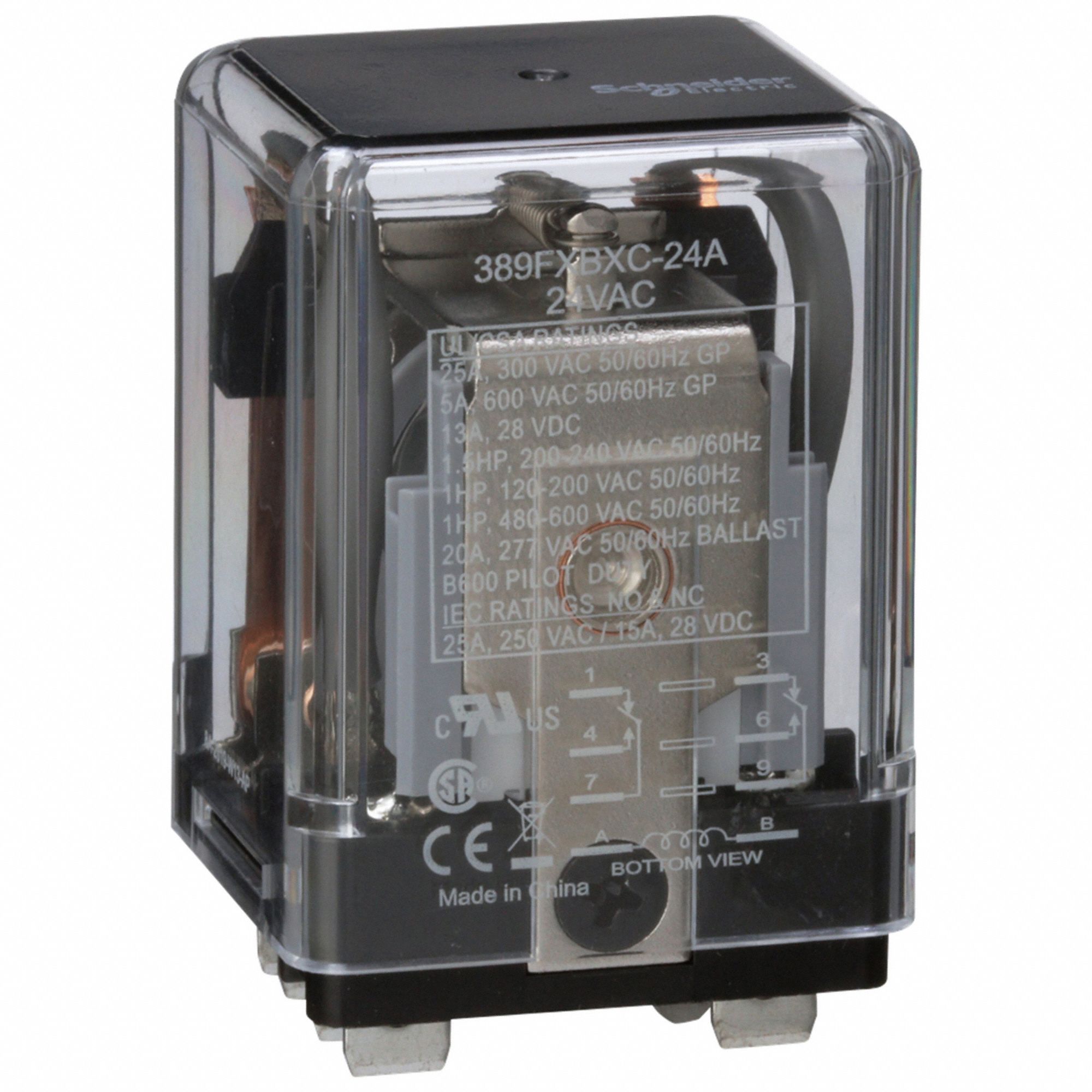 Enclosed Power Relay: Surface (Side Flange) Mounted, 25 A Current Rating, 24V AC, DPDT