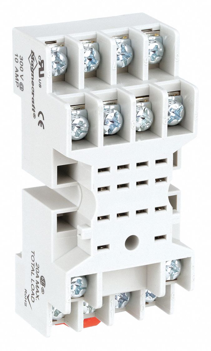 RELAY SOCKET, 10 A RATING, DIN-RAIL SOCKET MOUNTING, 14 PINS, G SOCKET, STANDARD, FINGER SAFE