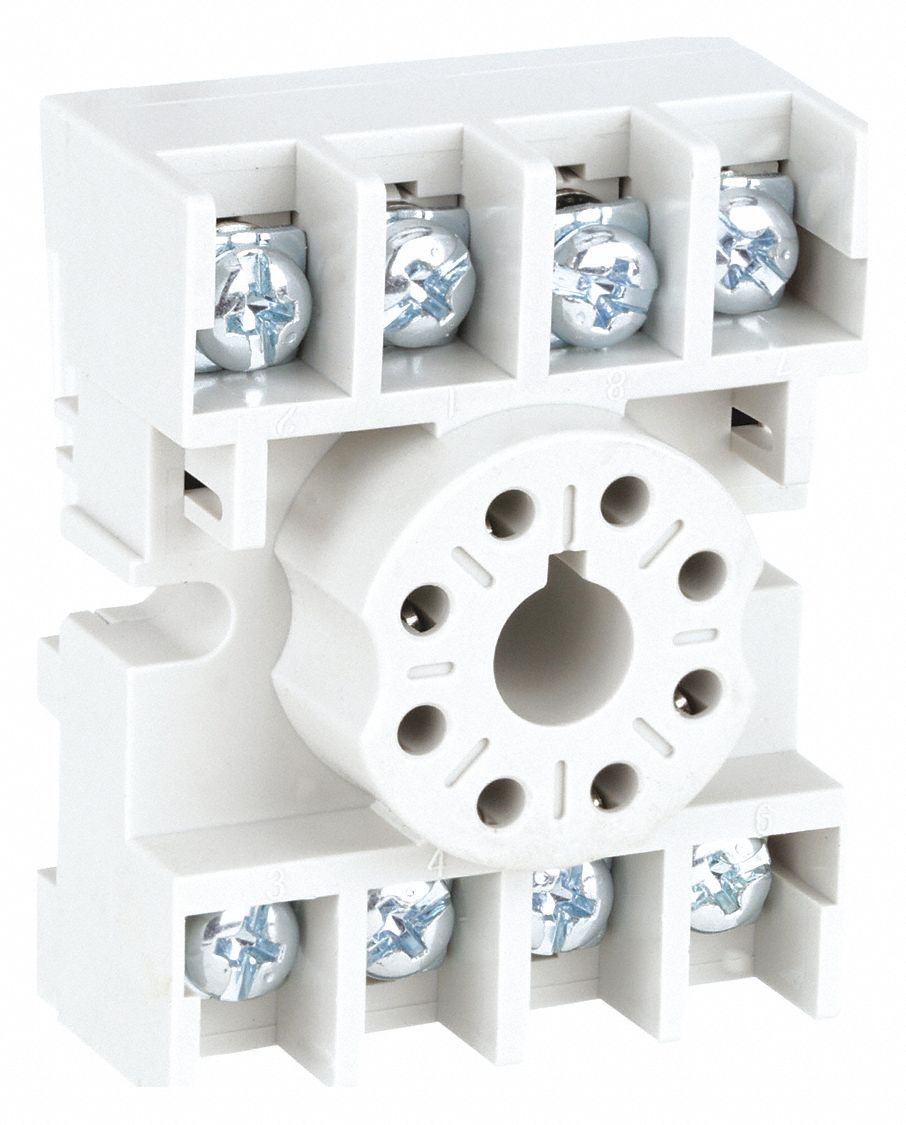 Relay Socket: 15 A Rating, 8 Pins, A Socket, Std, Finger Safe