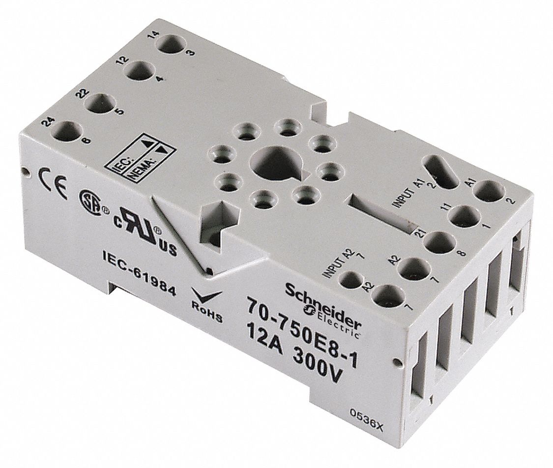 SCHNEIDER ELECTRIC Relay Socket, Finger Safe, Standard, Octal, Number