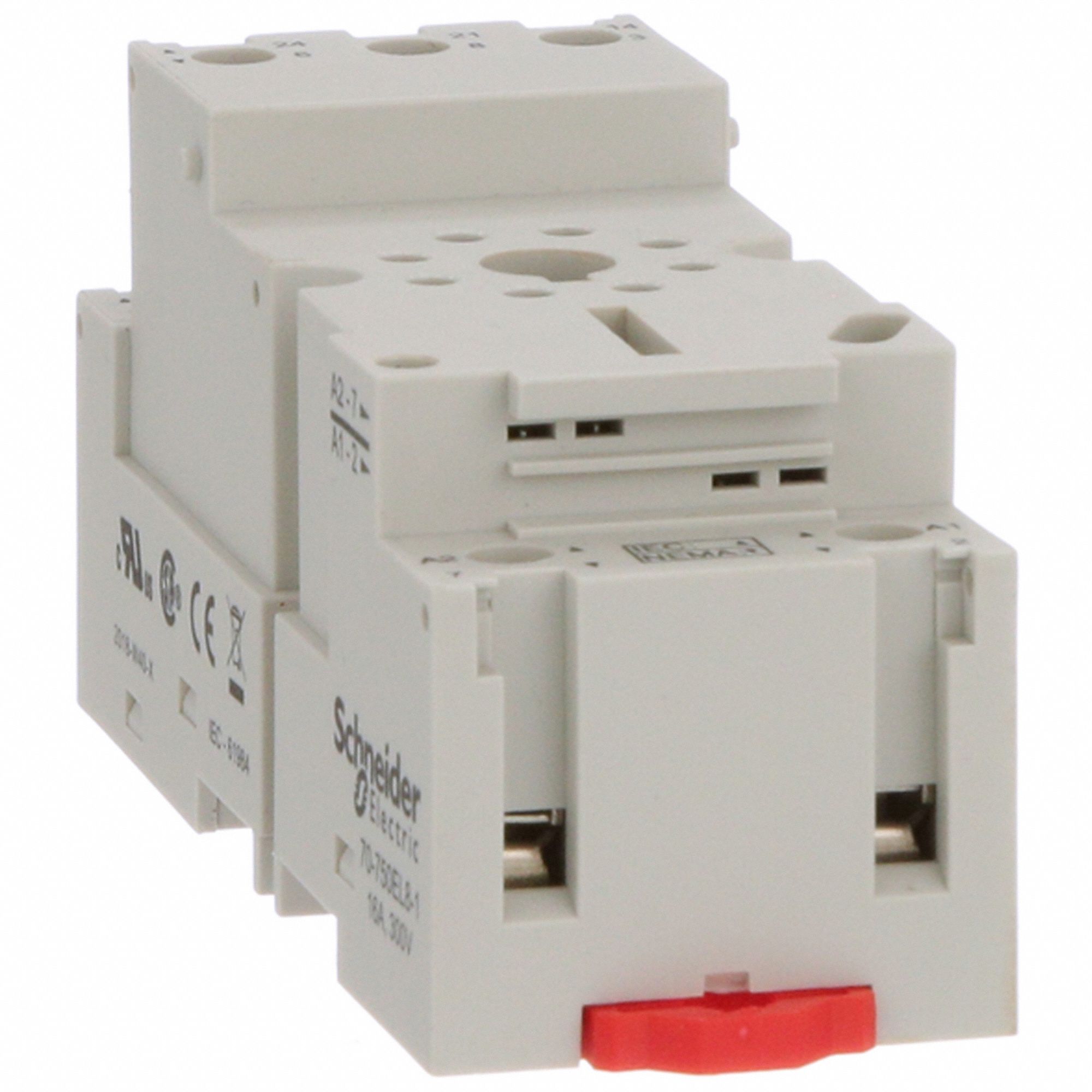Relay Socket: 16 A Rating, DIN-Rail Socket Mounting, 8 Pins, A Socket, Std, Finger Safe