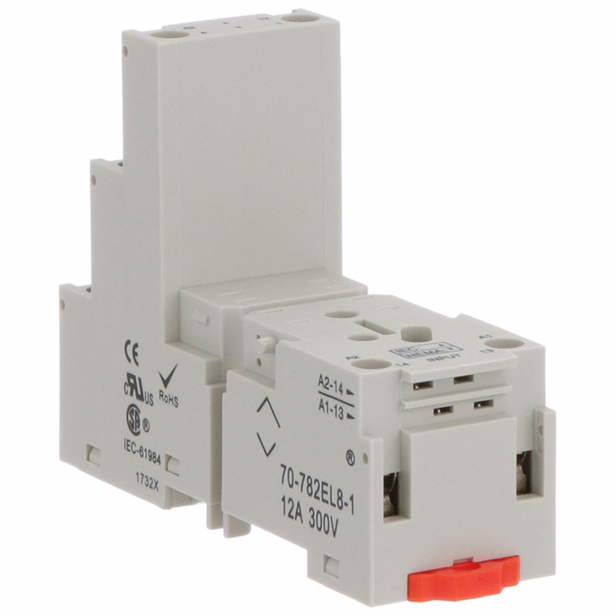 RELAY SOCKET,WHITE,2.40 IN H,8 PINS