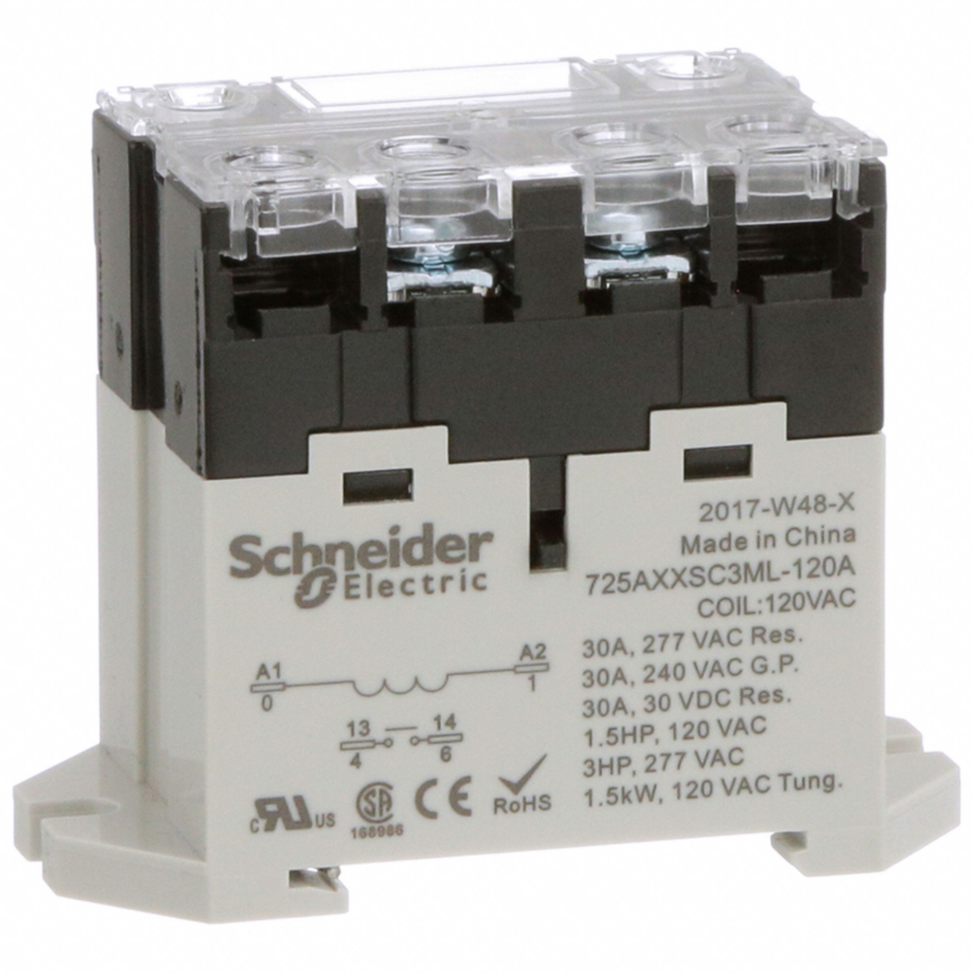 Enclosed Power Relay: DIN-Rail & Surface Mounted, 30 A Current Rating, 120V AC, SPST-NO