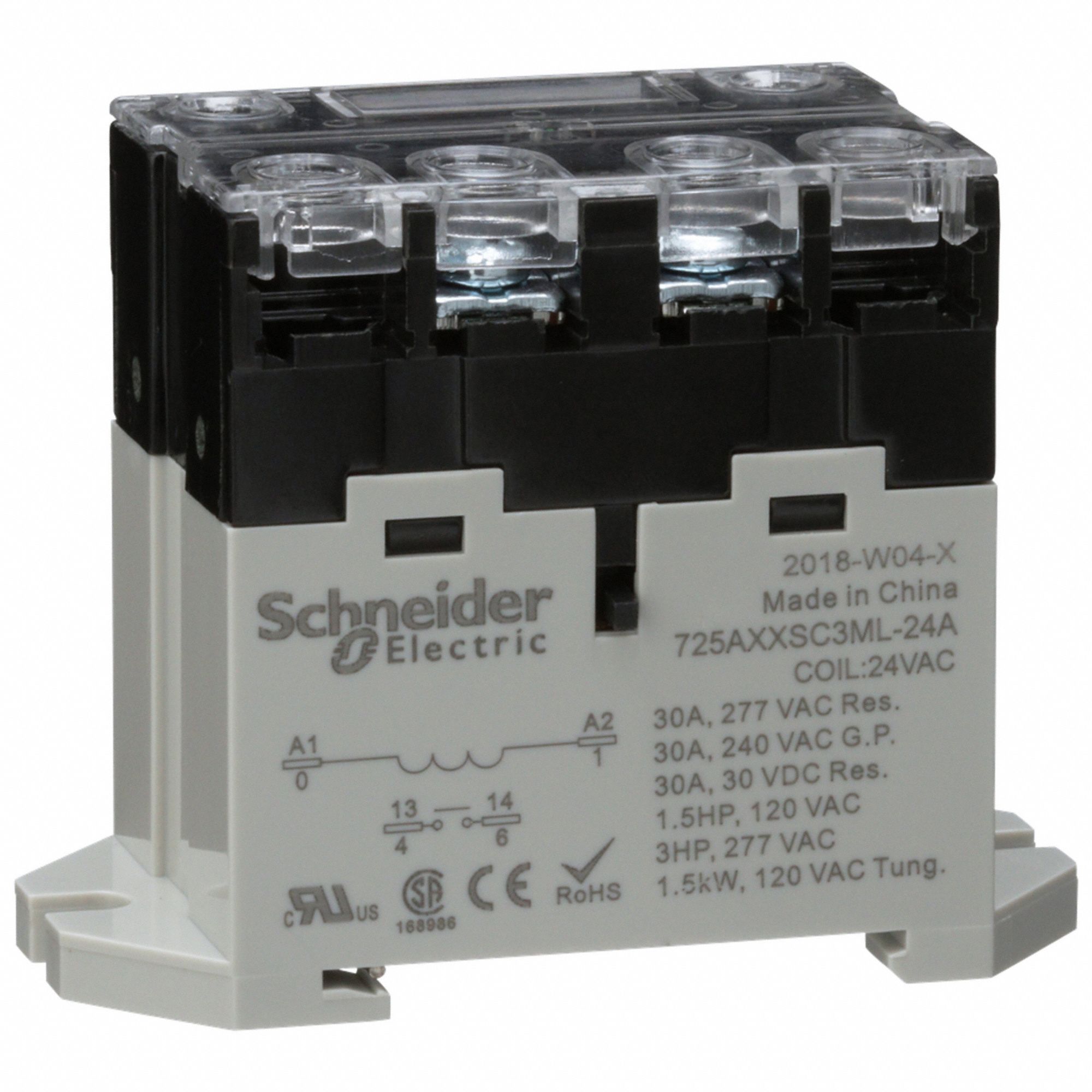 Enclosed Power Relay: DIN-Rail & Surface Mounted, 30 A Current Rating, 24V AC, SPST-NO