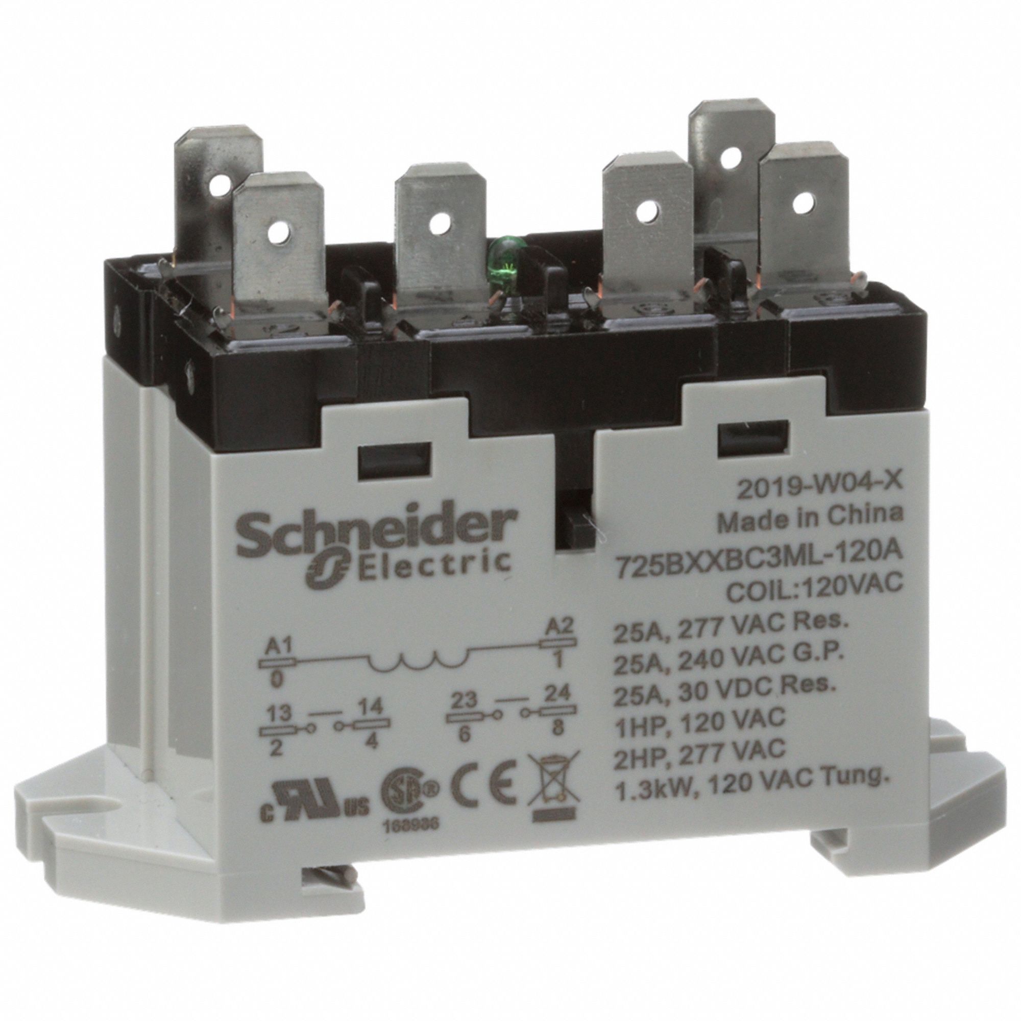 Enclosed Power Relay: DIN-Rail & Surface Mounted, 25 A Current Rating, 120V AC, DPST-NO