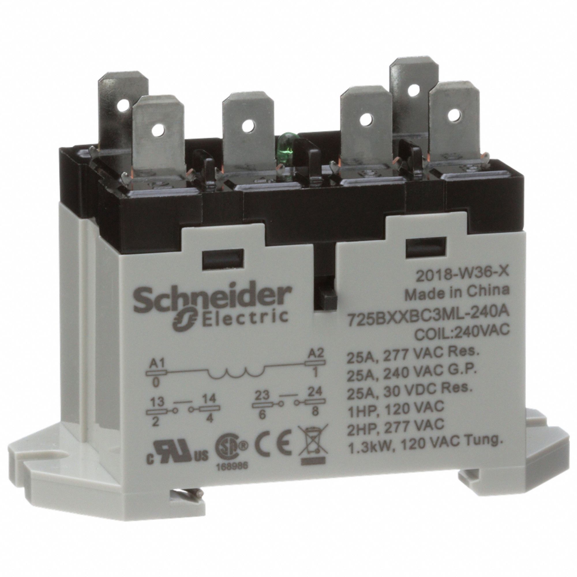 Enclosed Power Relay: DIN-Rail & Surface Mounted, 25 A Current Rating, 240V AC, DPST-NO