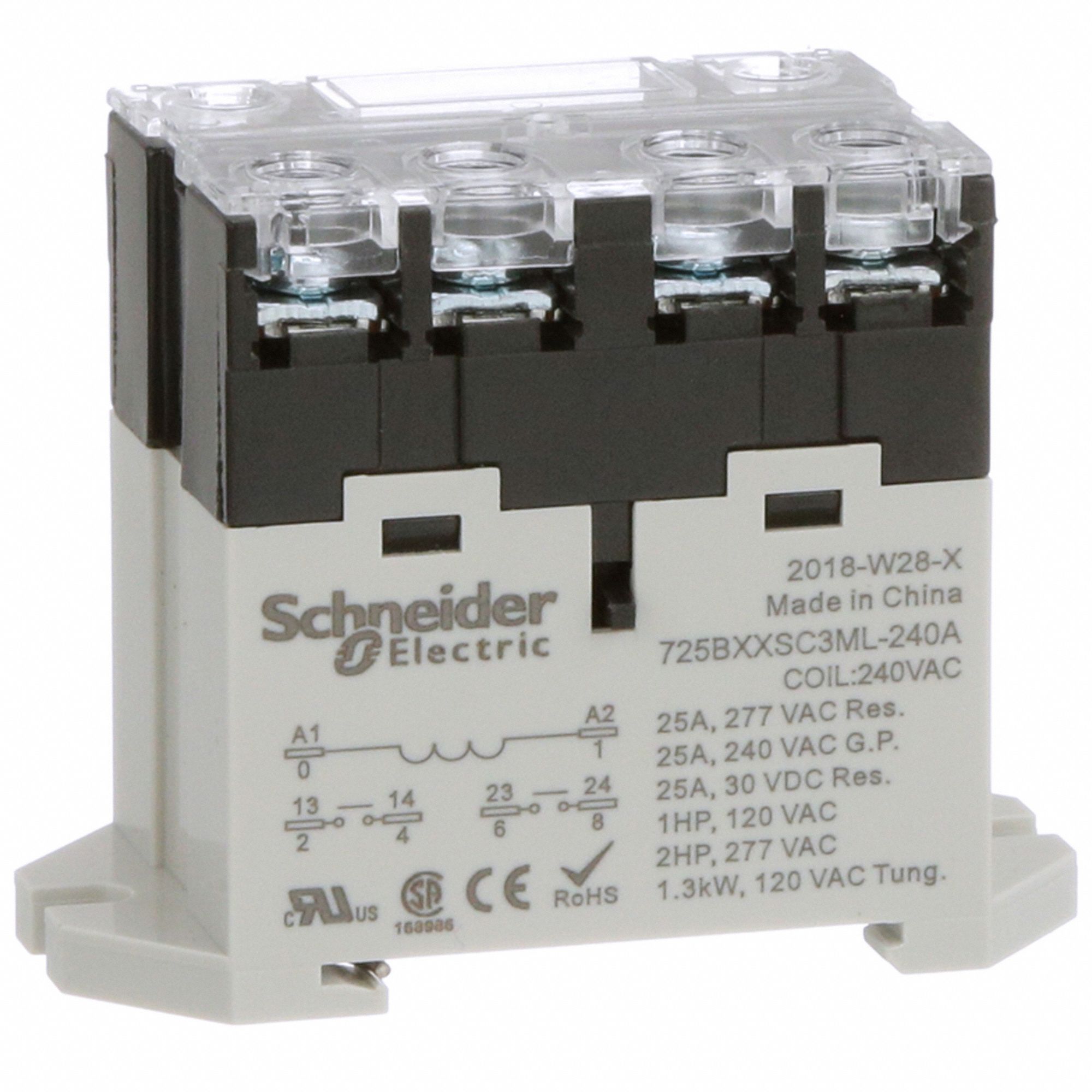 Enclosed Power Relay: DIN-Rail & Surface Mounted, 25 A Current Rating, 240V AC, DPST-NO