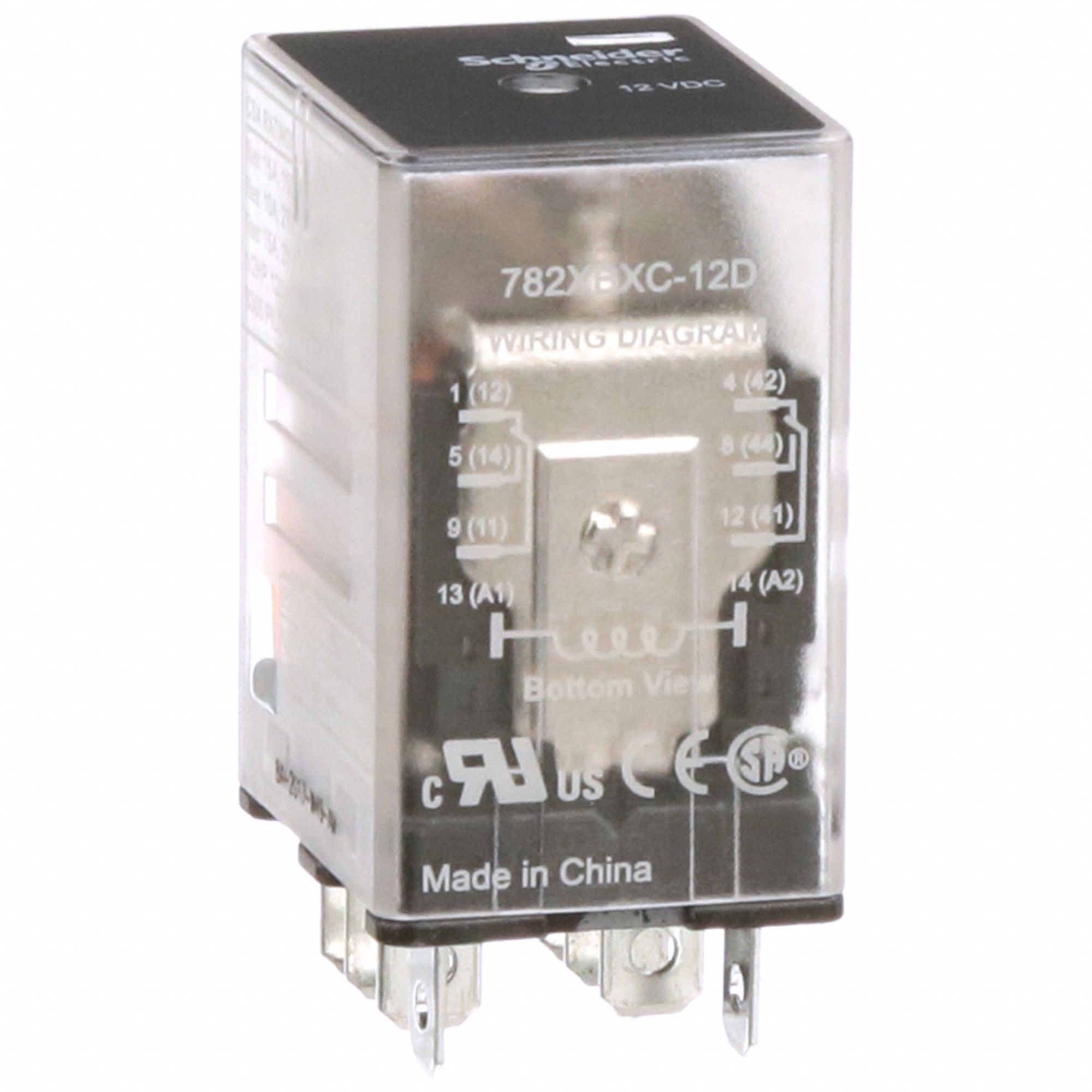 General Purpose Relay: Socket Mounted, 15 A Current Rating, 12V DC, 8 Pins/Terminals, DPDT