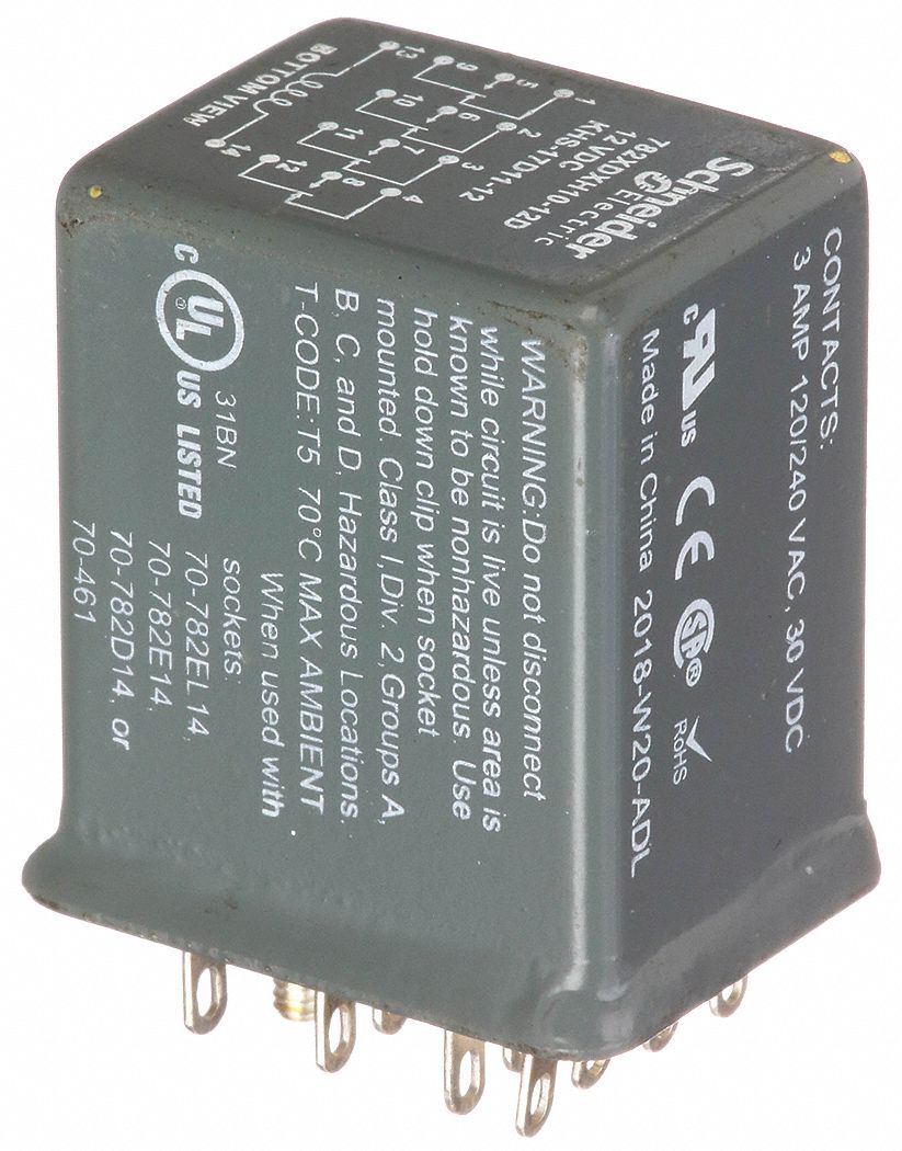 Hermetically Sealed Relay: Socket Mounted, 3 A Current Rating, 12V DC, 14 Pins/Terminals