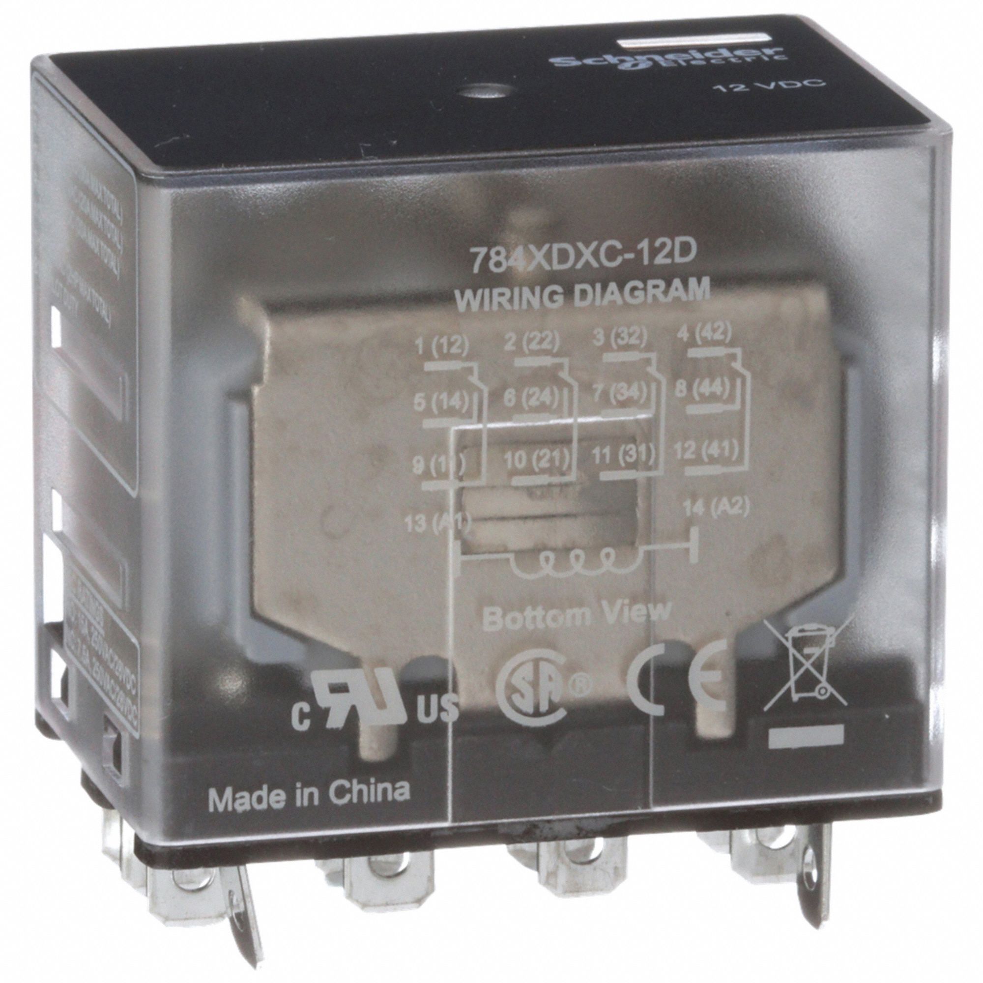GEN PURPOSE RELAY,14 PIN,SQUARE,12VDC