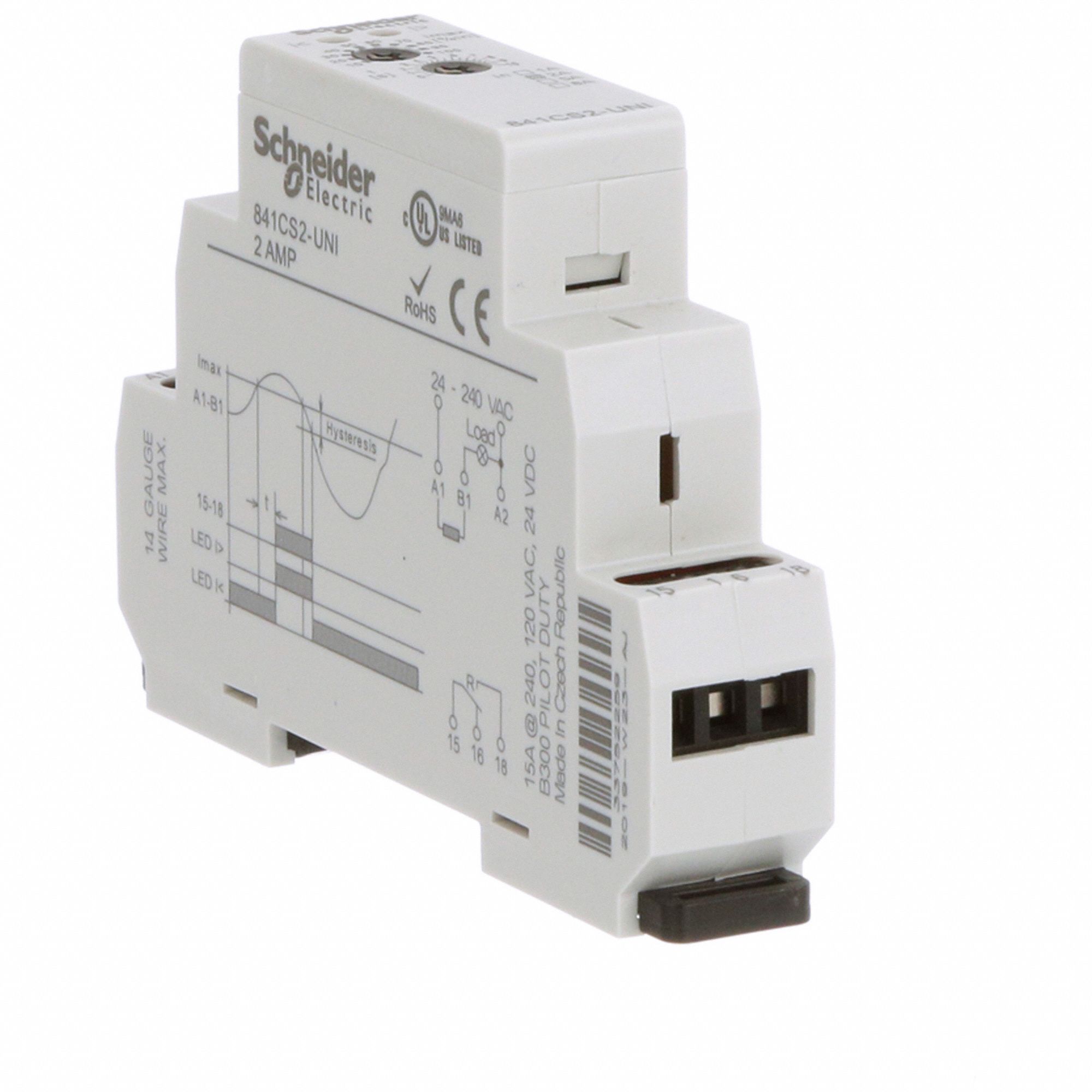SCHNEIDER, DINRail Mounted, 15 A Current Rating, Adjustable Current