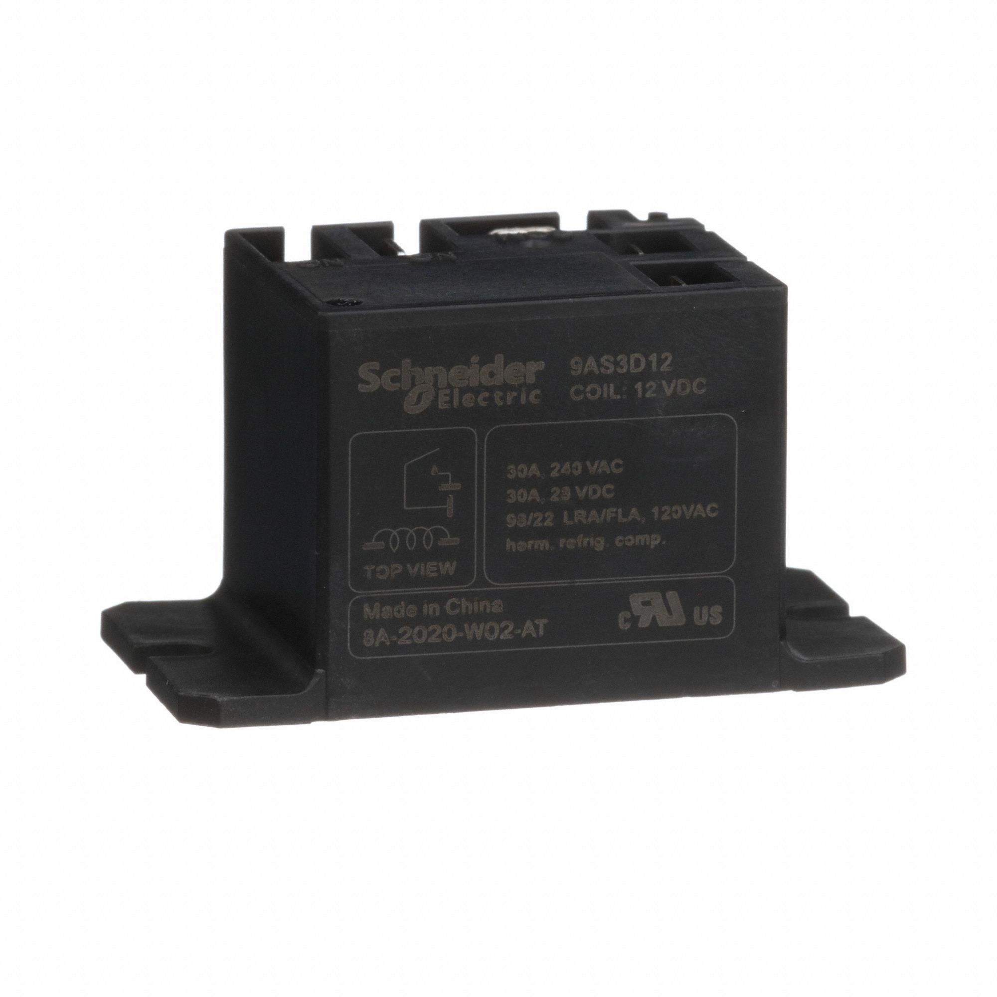 Enclosed Power Relay: Surface (Top Flange) Mounted, 12V DC, 4 Pins/Terminals, SPST-NO