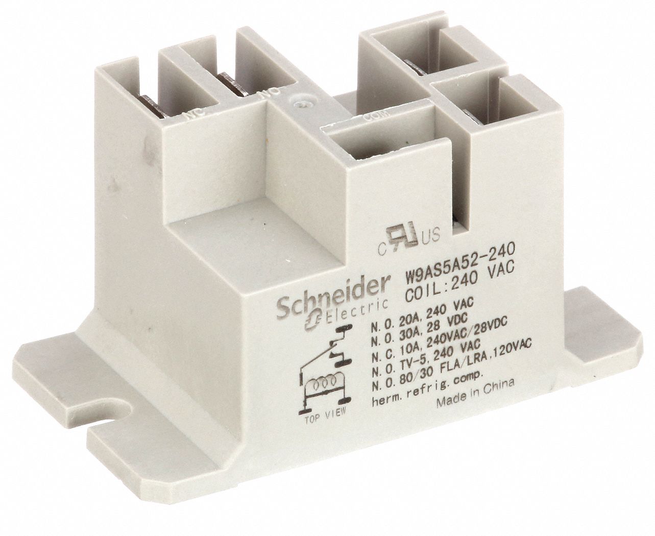 Enclosed Power Relay: Surface (Top Flange) Mounted, 240V AC, 5 Pins/Terminals, SPDT