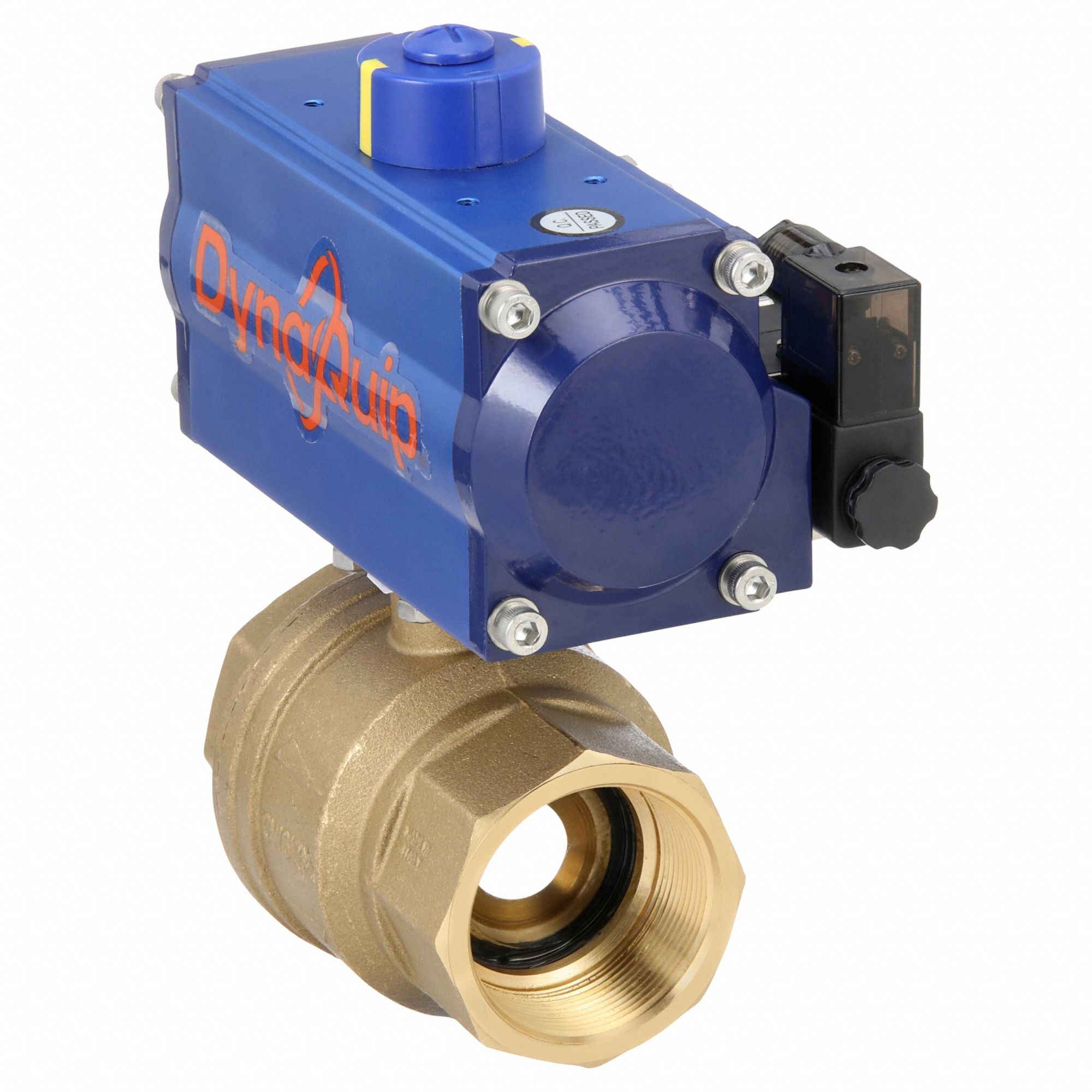 Pneumatically Actuated Two-Way Ball Valve: 2 in Size, Brass, FNPT x FNPT