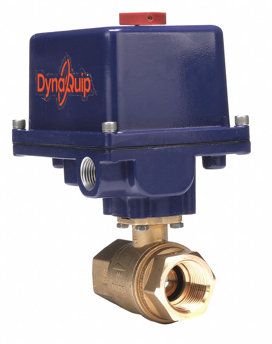 DYNAQUIP CONTROLS Brass Electronic Actuated Ball Valve, 1 in Pipe Size