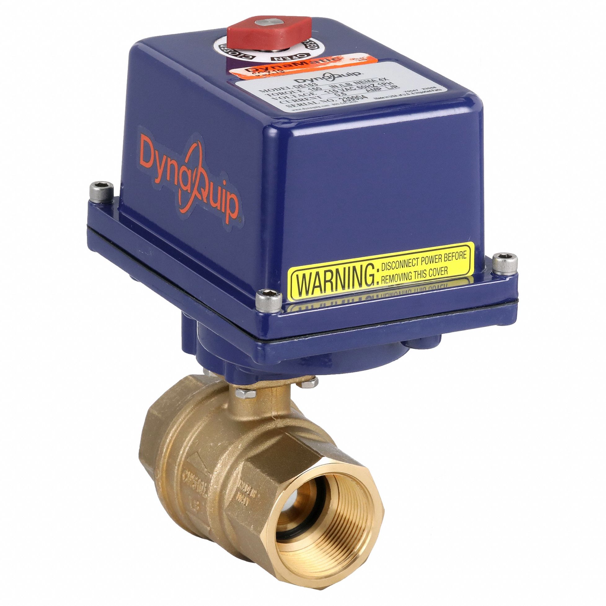 Electrically Actuated Two-Way Ball Valve: 1 1/4 in, Brass, 120V AC, FNPT x FNPT