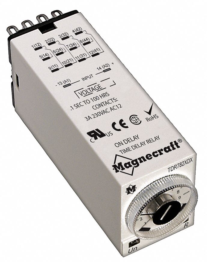 SCHNEIDER ELECTRIC Time Delay Relay, 12VDC Coil Volts, 3A Contact Amp