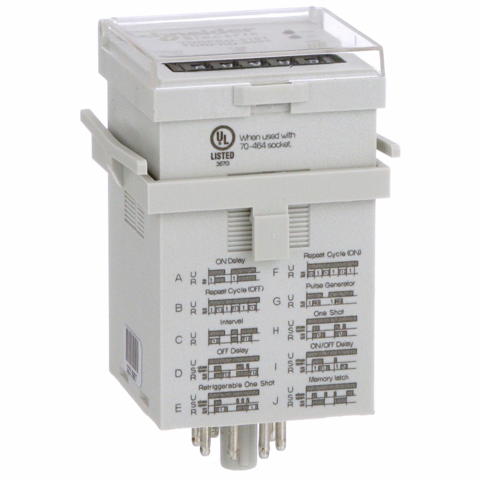Multi-Function Time Delay Relay: Panel Door Mounted, 12 to 240V AC/DC, 12 A