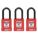 LOCKOUT PADLOCK, KEYED ALIKE, ALUMINUM, STANDARD BODY, STEEL, RED, 3 PK