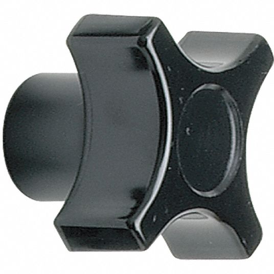 DAVIES Hand Knob, Threaded Insert, Handle Type 4 Point, Steel, Thermoset, Thread Size 1/2"13