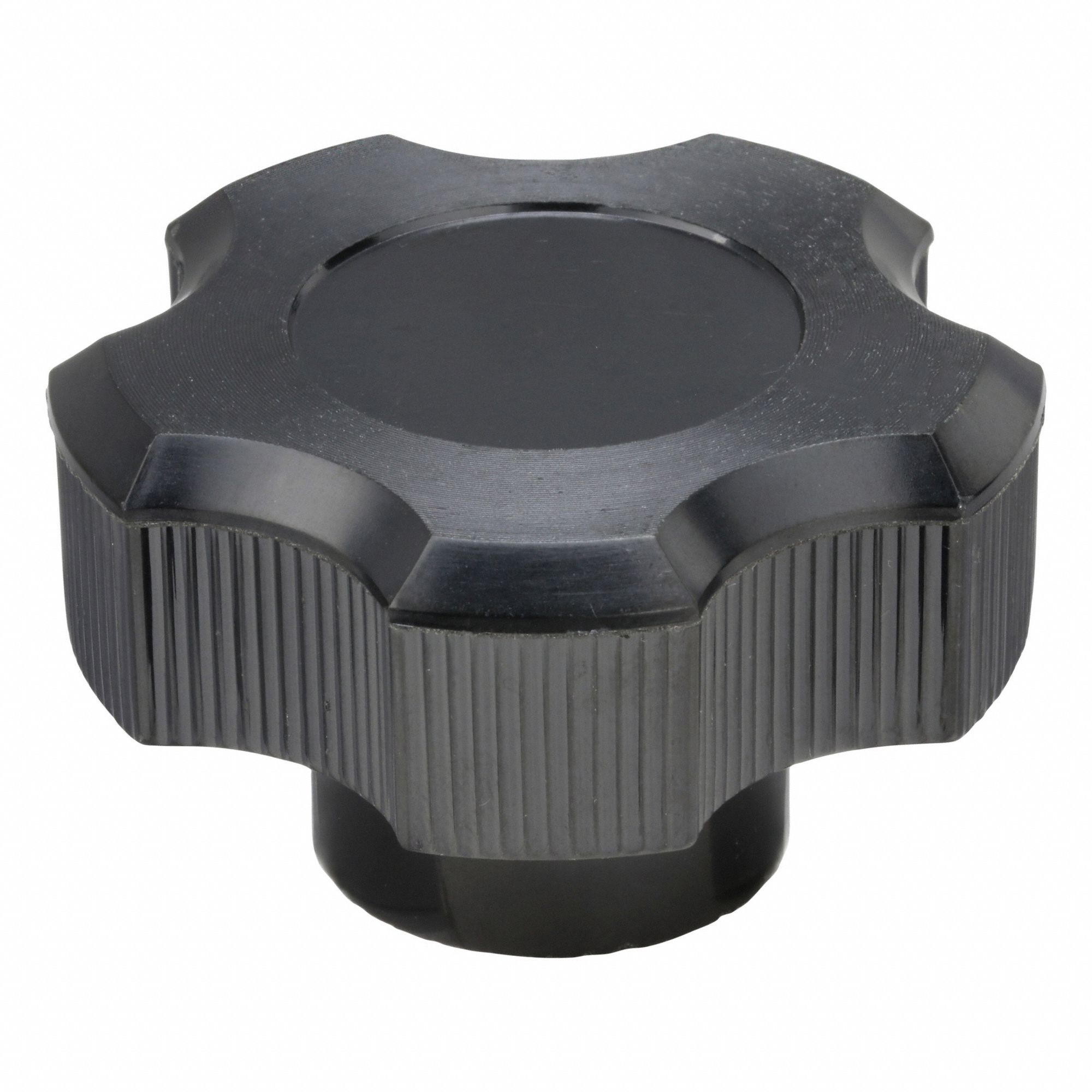 Hand Knob: 5 Point, Thermoset, 1/2"-13 Thread, 15 mm Thread Lg, 2.5 in Dia