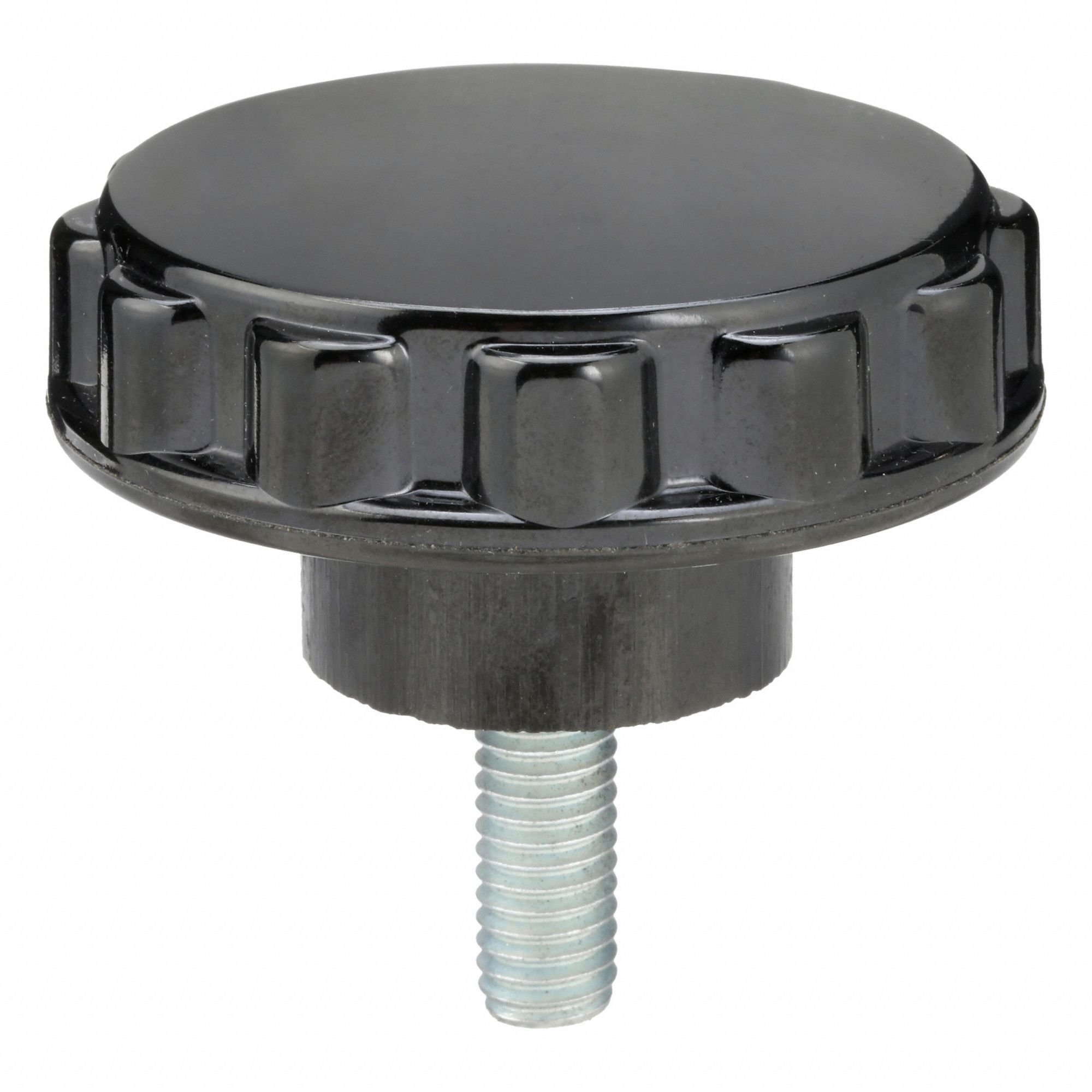 Hand Knob: Fluted, Thermoset, 1/2"-13 Thread, 30 mm Thread Lg, 3 in Dia