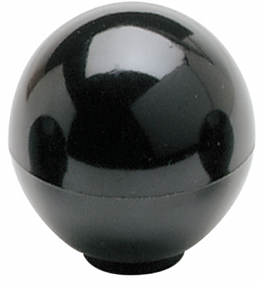 Hand Knob: Ball, Thermoset, #10-32 Thread, 30 mm Thread Lg, 0.67 in Dia