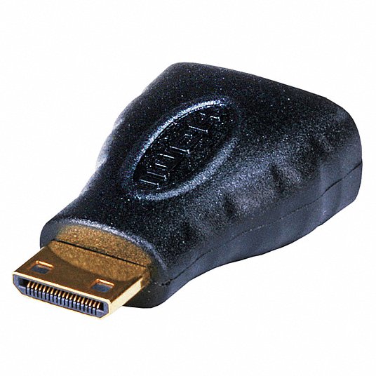 Black Cable Adapter, HDMI (Type A) Female, Mini HDMI (Type C) Male, No Cable Length
