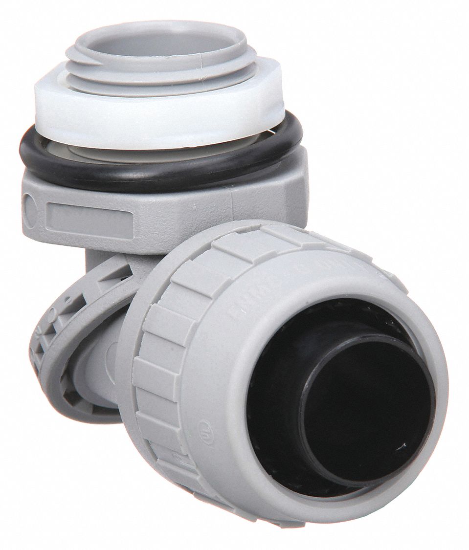 LIQUID-TIGHT CONDUIT FITTING, NYLON, ½ IN TRADE SIZE, INSULATED, GREY