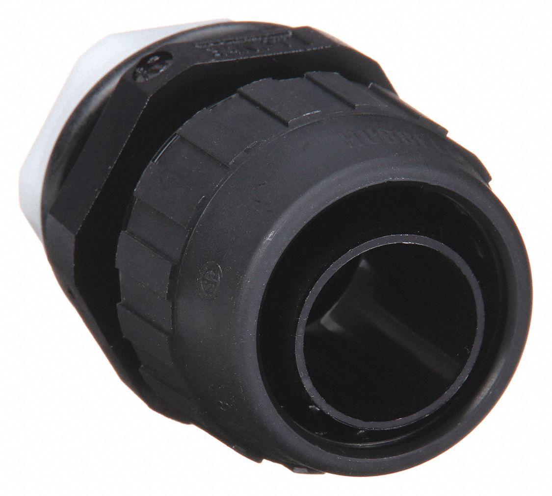 LIQUID-TIGHT CONDUIT FITTING, ⅜ IN TRADE SIZE, STRAIGH, INSULATED, BLACK