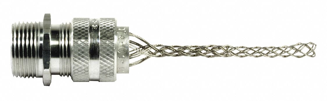 Liquid Tight Cord Connector with Strain Relief: Straight, Aluminum, 1 1/2 in MNPT