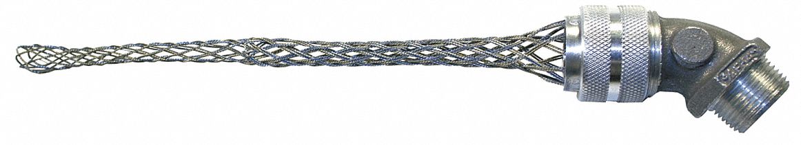 Liquid Tight Cord Connector with Strain Relief: 45 Degrees, Aluminum, 3/4 in MNPT