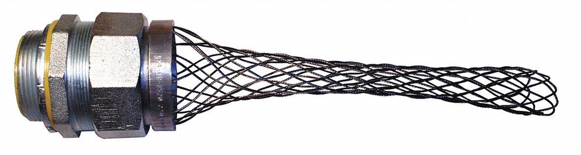Liquid-Tight Conduit Fitting: 2 1/2 in Trade Size, Insulated, Straight, 9 3/4 in Mesh Lg