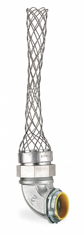 LIQUID-TIGHT CONDUIT FITTING, ¾ IN TRADE SIZE, INSULATED, 90 °  ELBOW, 4 IN MESH L