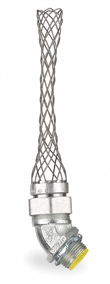 Liquid-Tight Conduit Fitting: 1 1/4 in Trade Size, Insulated, 45° Elbow, 6 in Mesh Lg